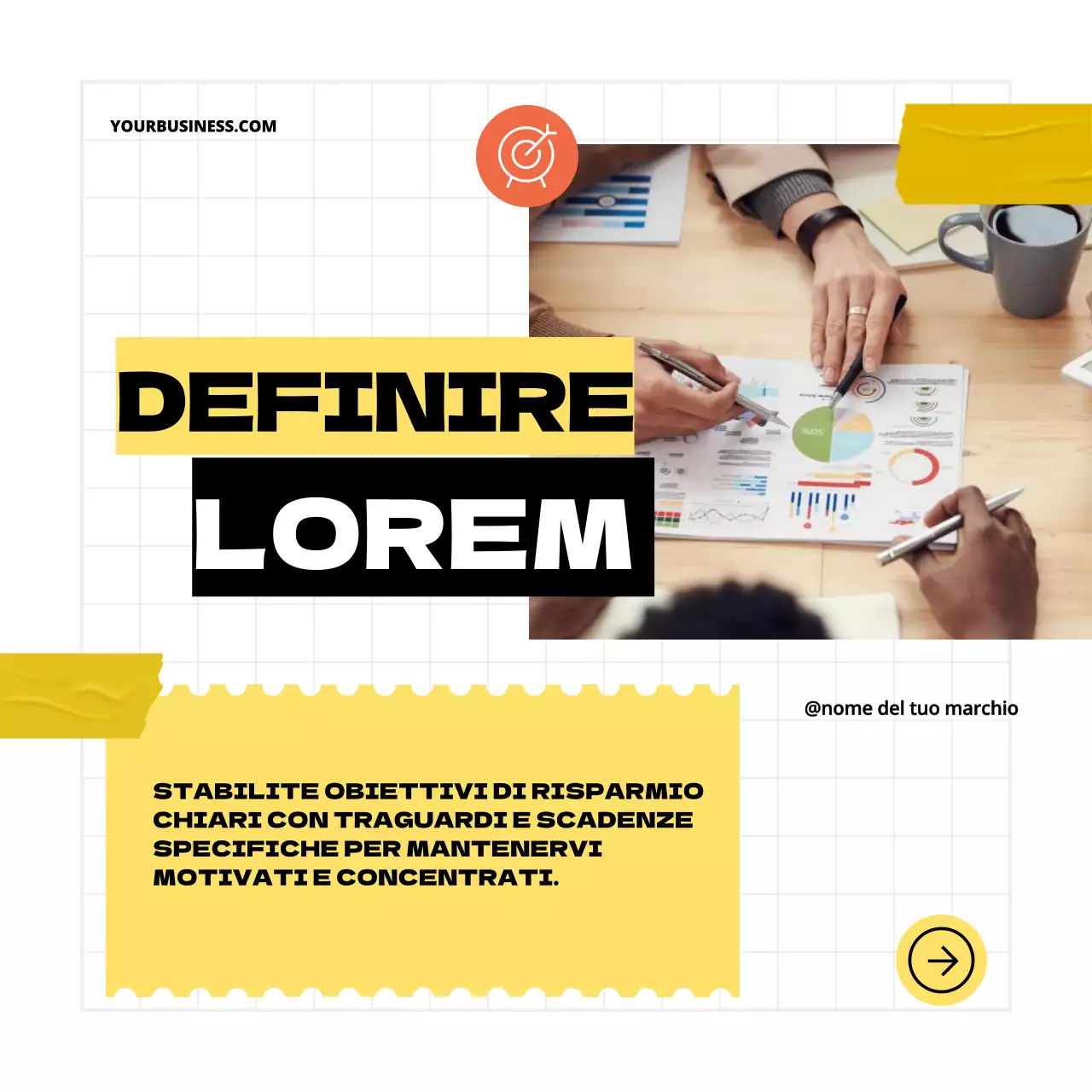 Giallo Nero Geometrico Pop Consigli per migliorare il vostro piano di risparmio Carosello Instagram