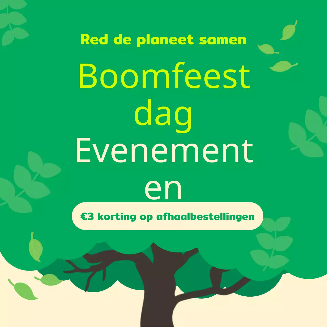 Promoot je Arbor Day-evenement met groene en bruine pop-art