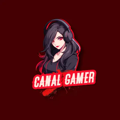 negro y rojo ilustrado lady gamer channel logo main title