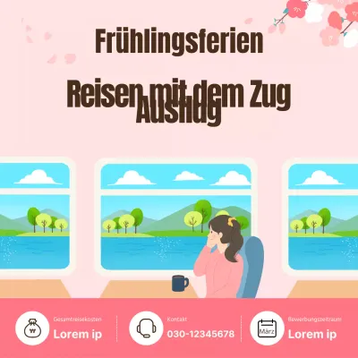 Anzeige für eine nette Tagesausflugsagentur mit rosa Hintergrund