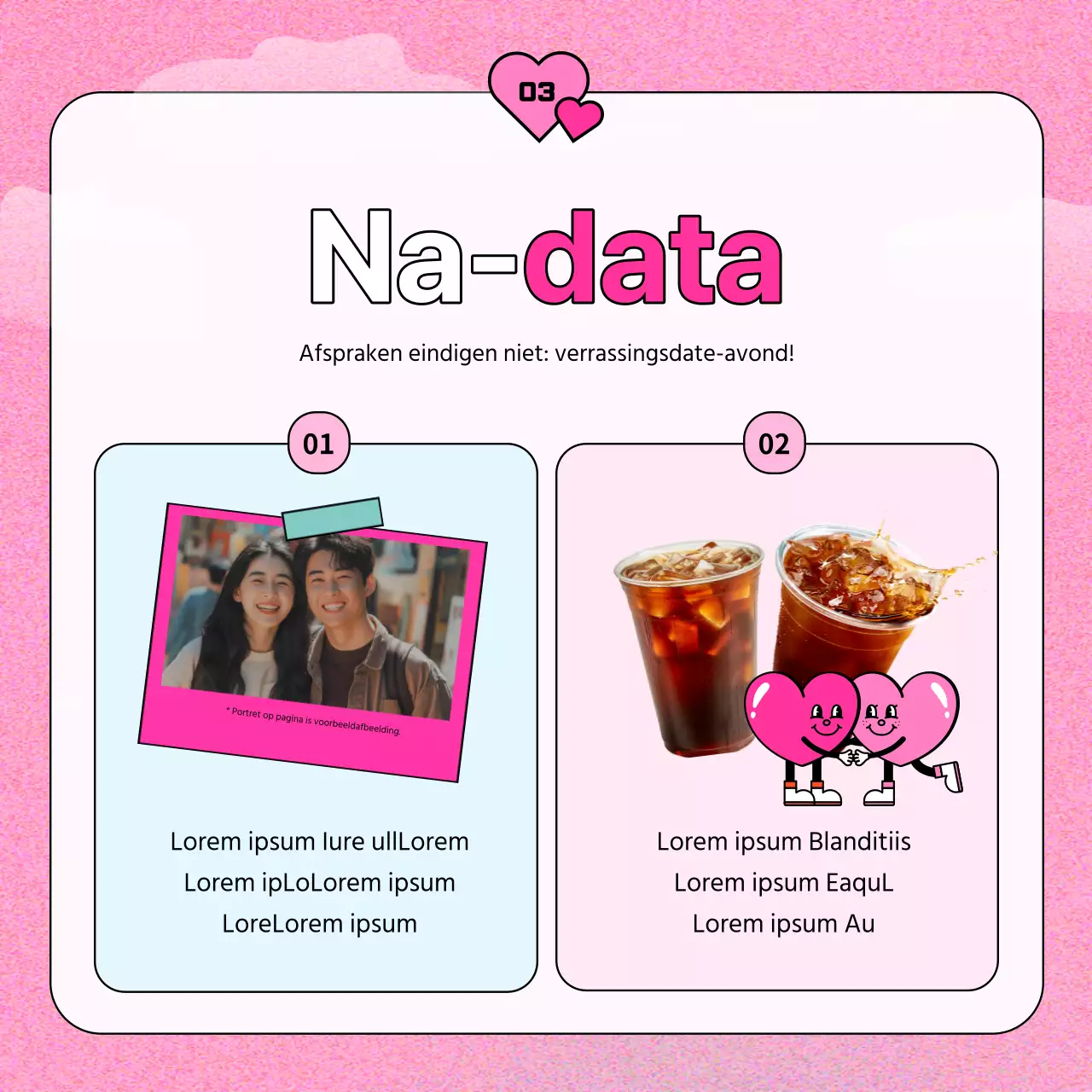 Promoot een kitscherige gemeentelijke matchmaking date in roze en mint