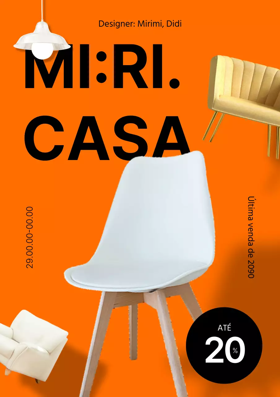 Cartaz promocional de loja de mobiliário de interior simples em laranja e preto