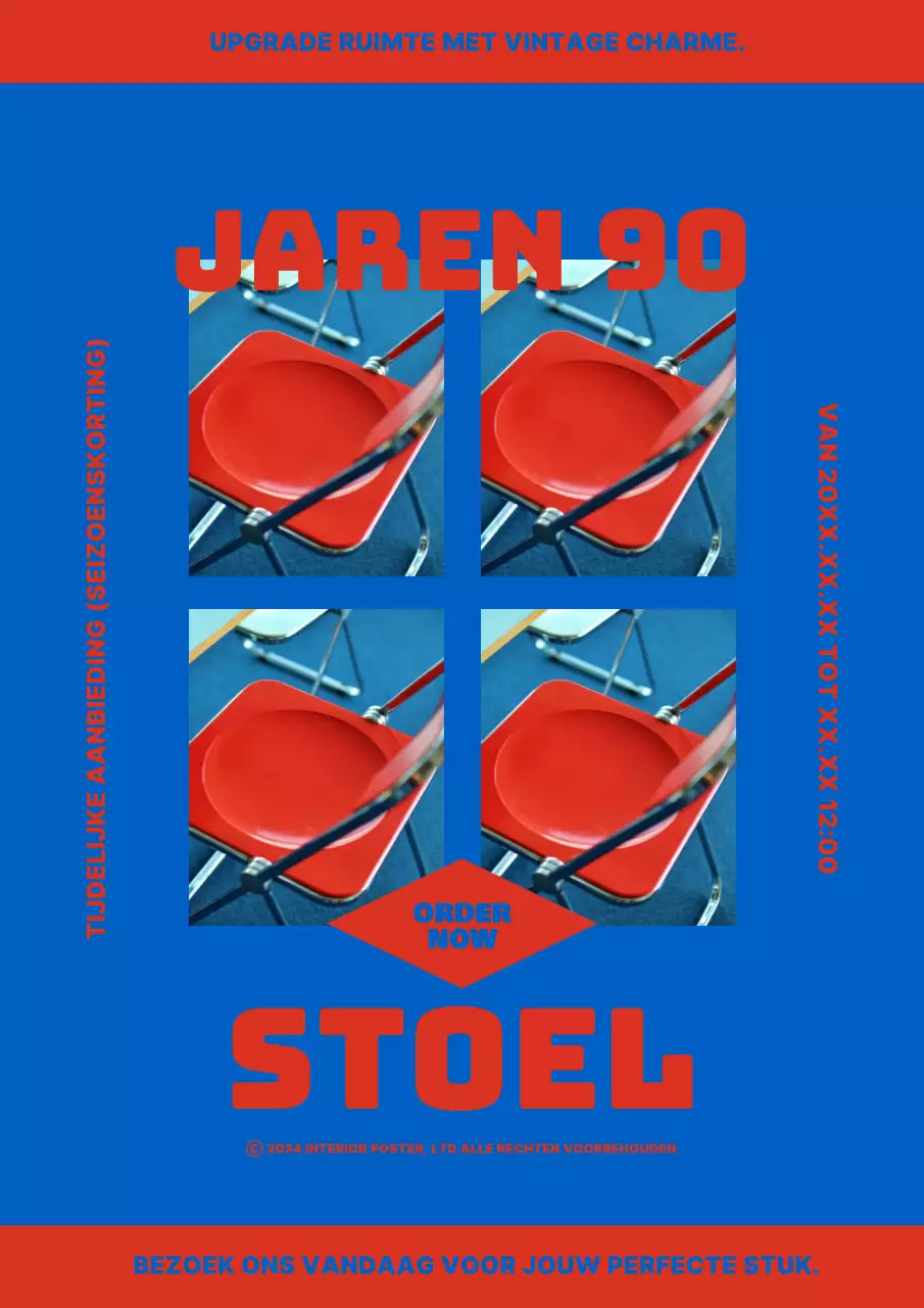 Rode en blauwe vintage interieurstoelen te koop aangeboden