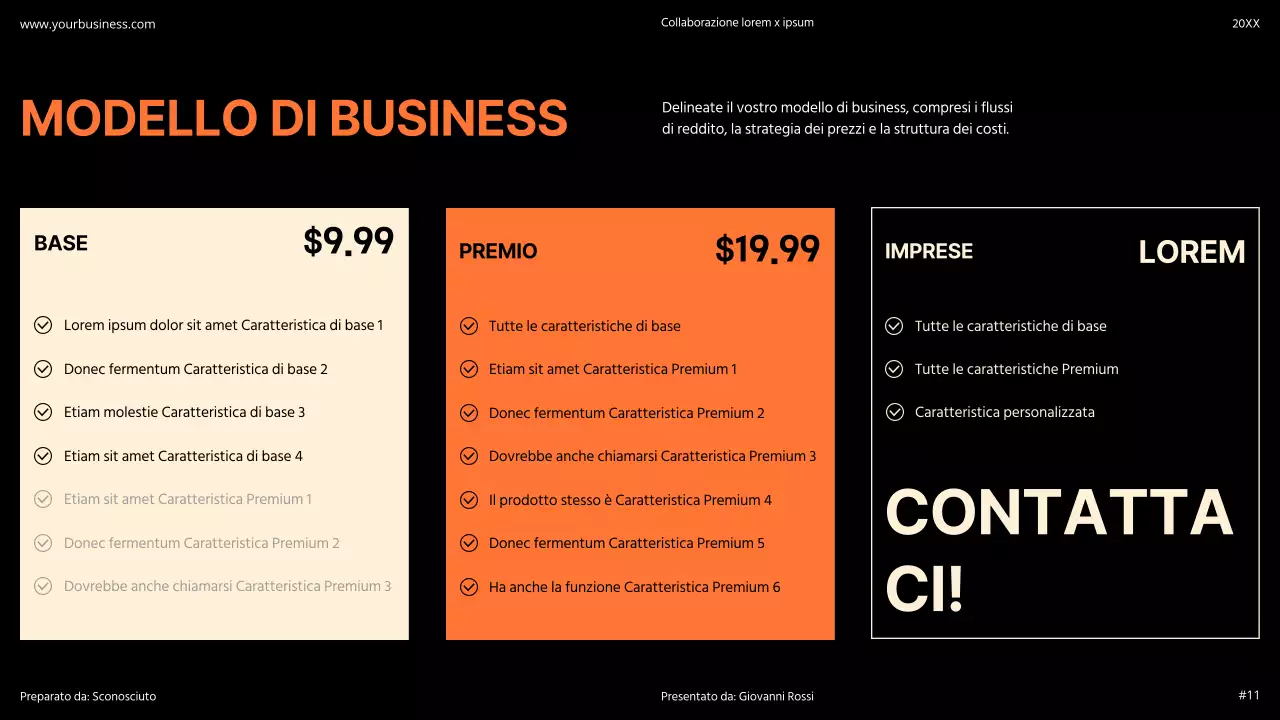 Arancione Moderno Minimal Bold Pitch Deck Proposta