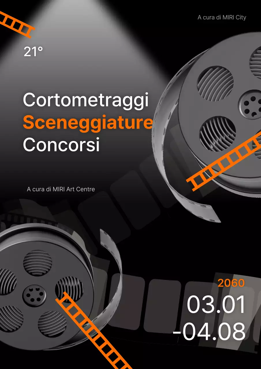 Promuovere un concorso per sceneggiature di cortometraggi con accenti arancioni e neri