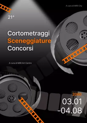 Promuovere un concorso per sceneggiature di cortometraggi con accenti arancioni e neri