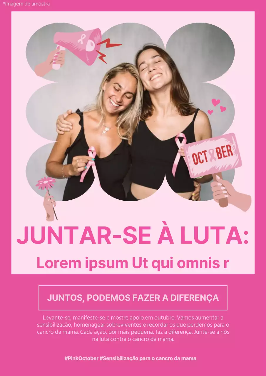 Rosa e vermelho Publicidade moderna de sensibilização para o cancro da mama