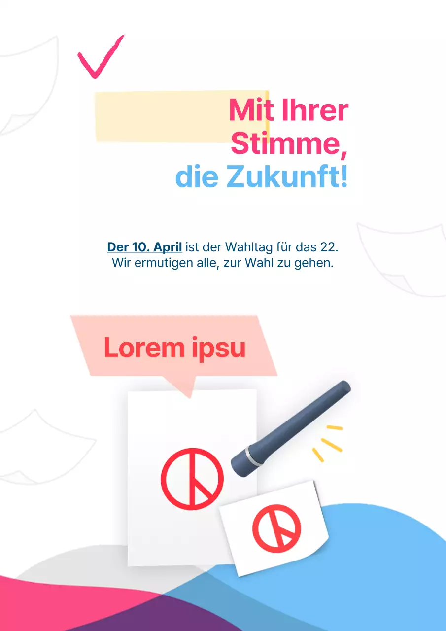 Eine einfache Wahlbenachrichtigung in Rosa und Hellblau