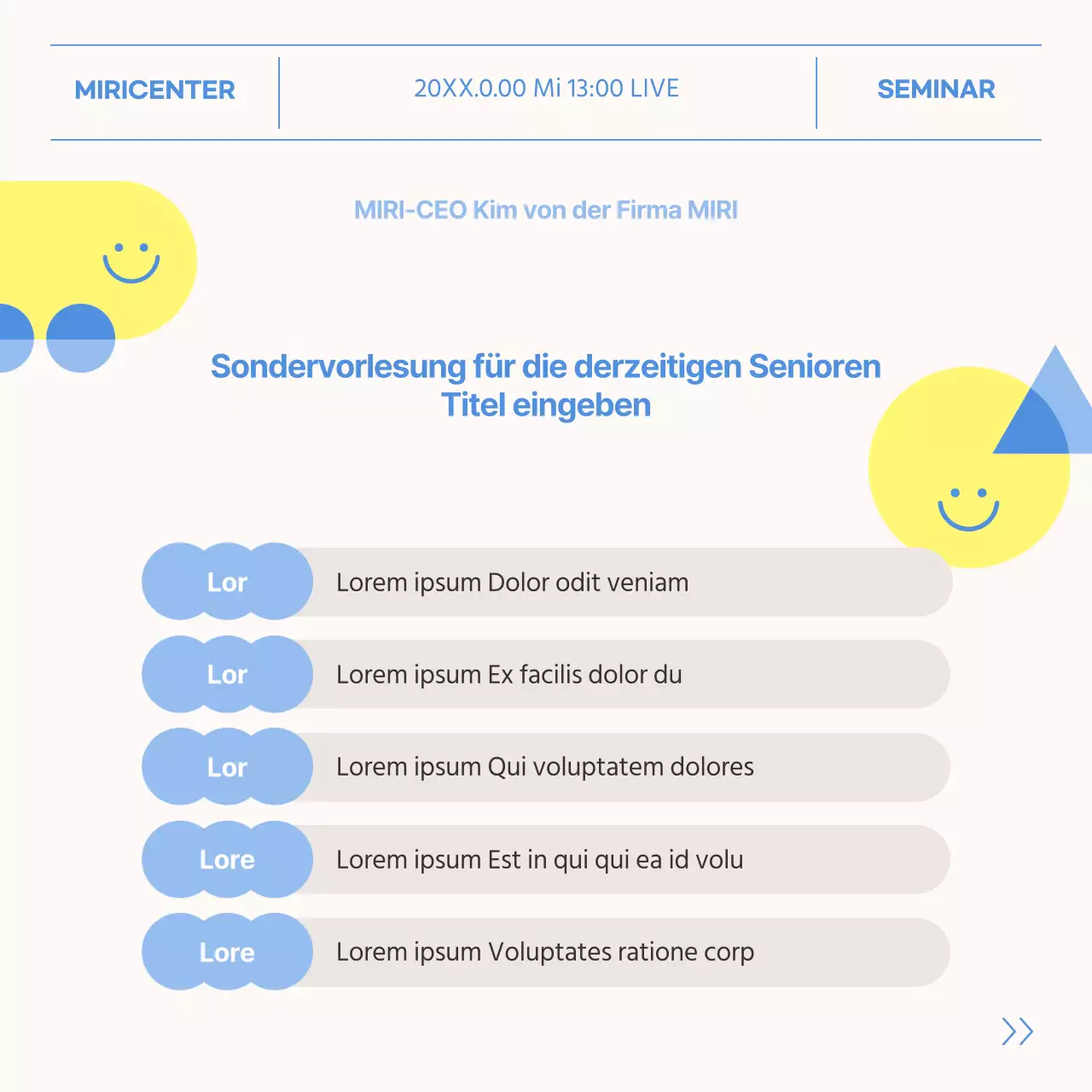 Förderung der blau-gelben Spezialvorlesungen für die derzeitigen Senioren