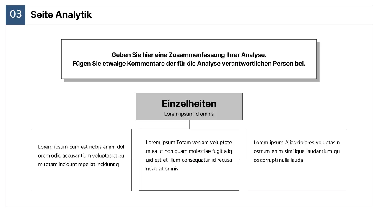 Ein einfacher Marktstrategiebericht in Marineblau und Grau