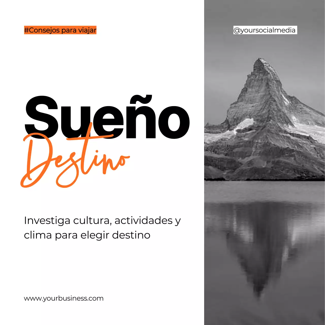 Negro Blanco Naranja Negrita Planificación de viajes Consejos Instagram Carrusel