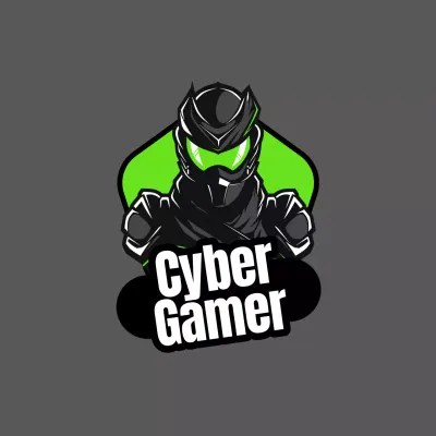 Schwarz und Grün Cyberpunk Gaming Logo Flyer