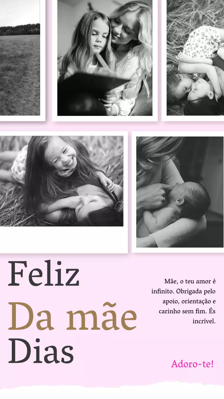 Colagem de fotografias simples e minimalista cinzenta História do Instagram do Dia Internacional da Mãe
