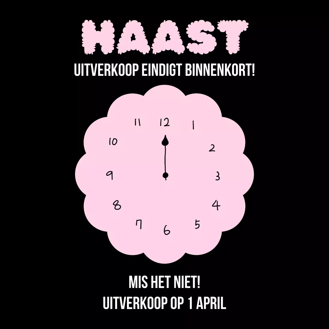 Black Pink Simple 1-april-uitverkoopalarm