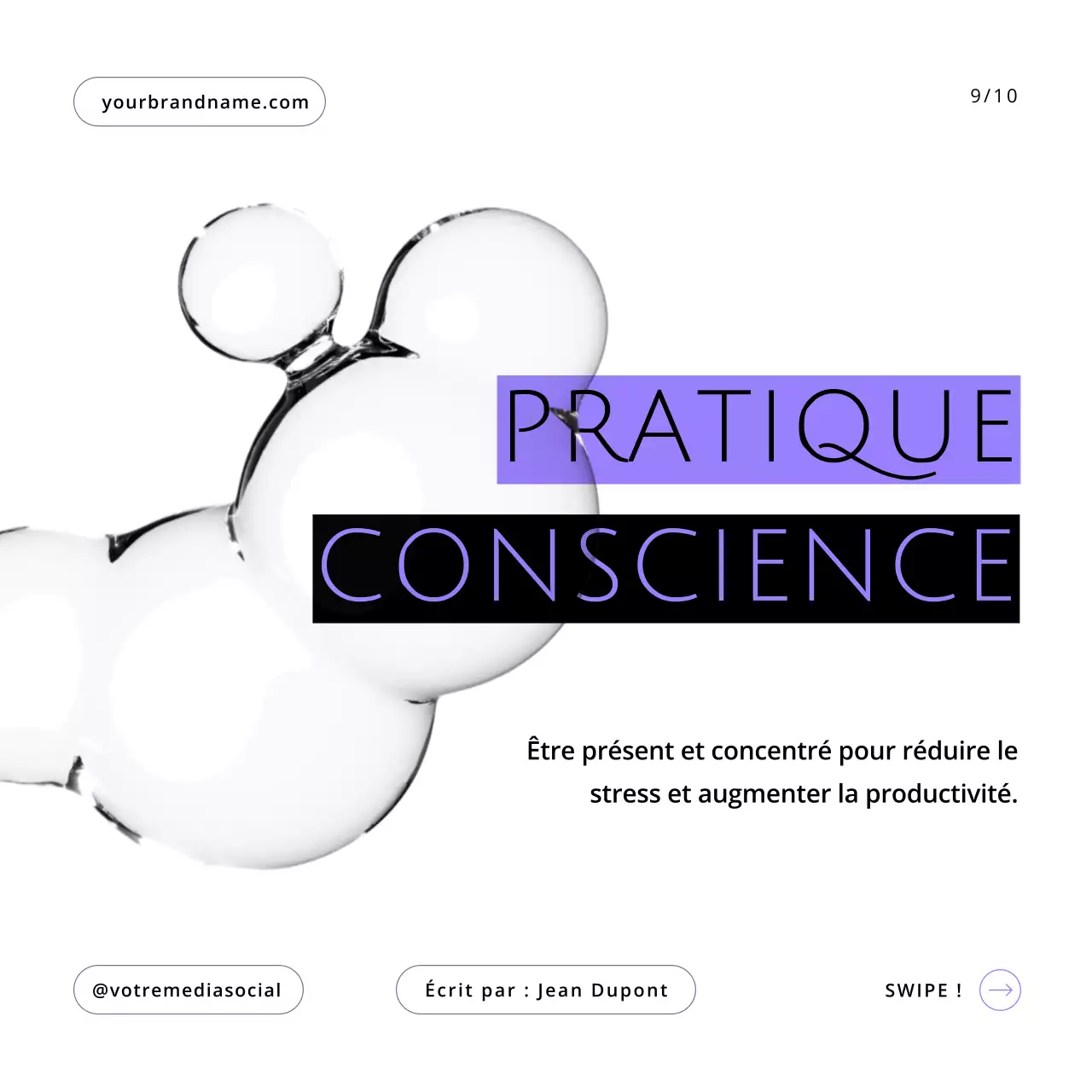 Guide de productivité et de flux de travail moderne en violet et blanc