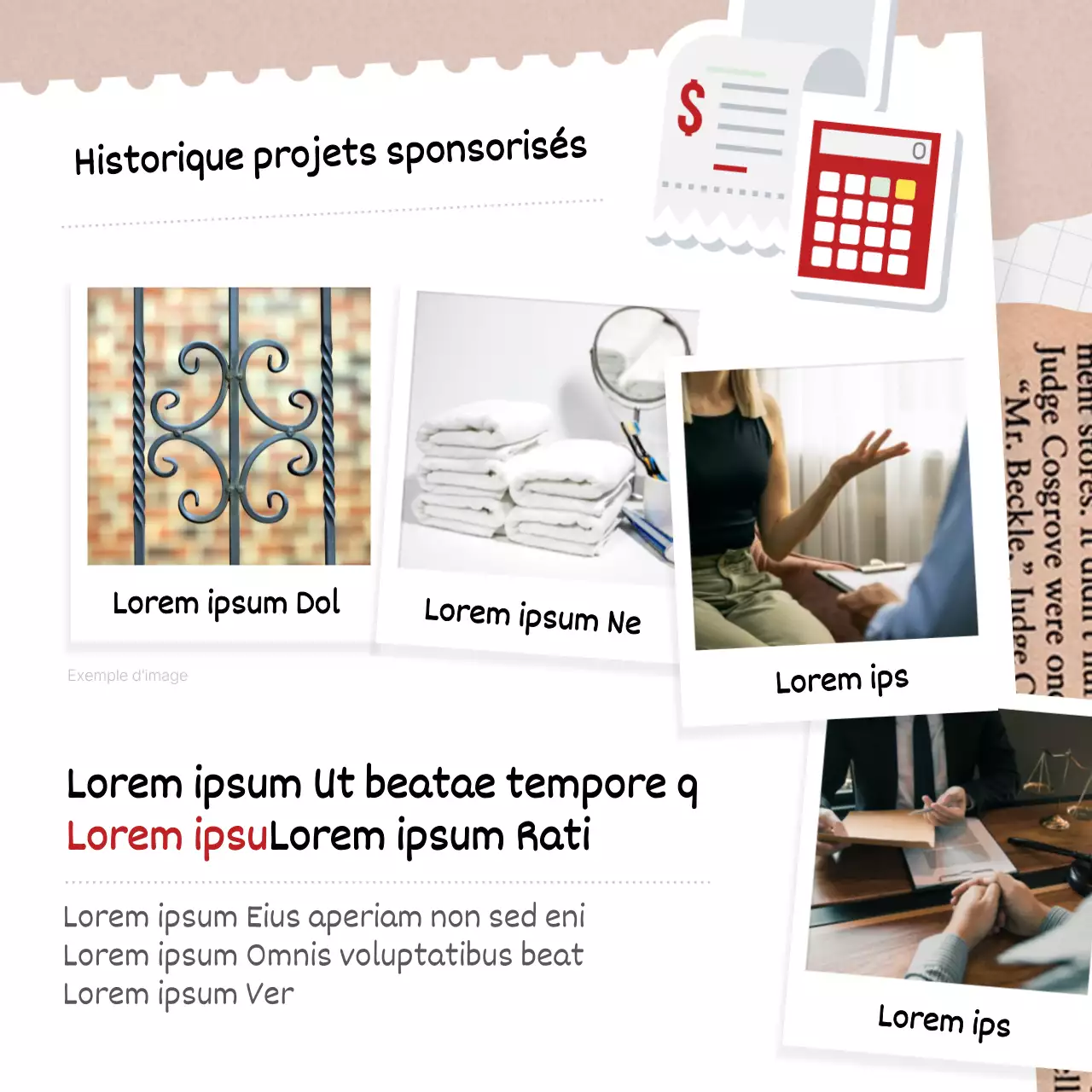 Guides et rapports de parrainage vintage rouge et beige