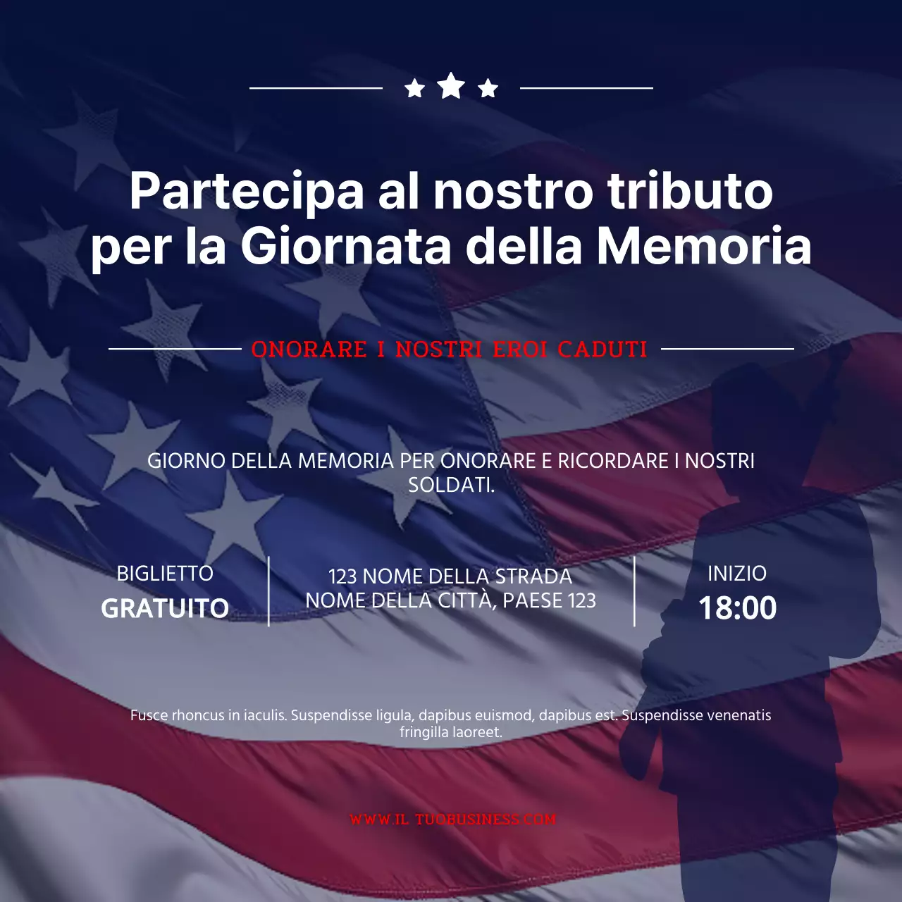 Invito semplice per il Giorno della Memoria, rosso navy