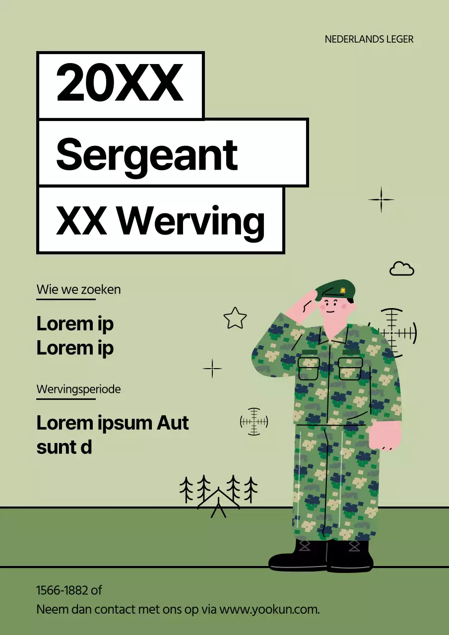 Een eenvoudige kaki en witte wervingsadvertentie voor een sergeant at arms