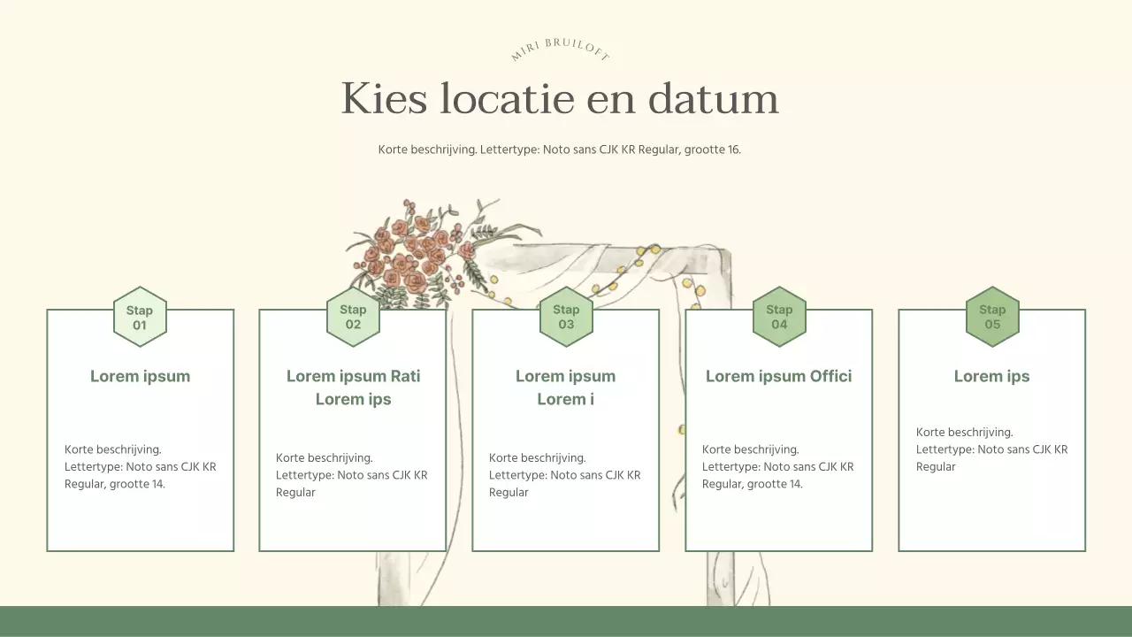Mooi marketingplan voor weddingplanner in groen en ivoor