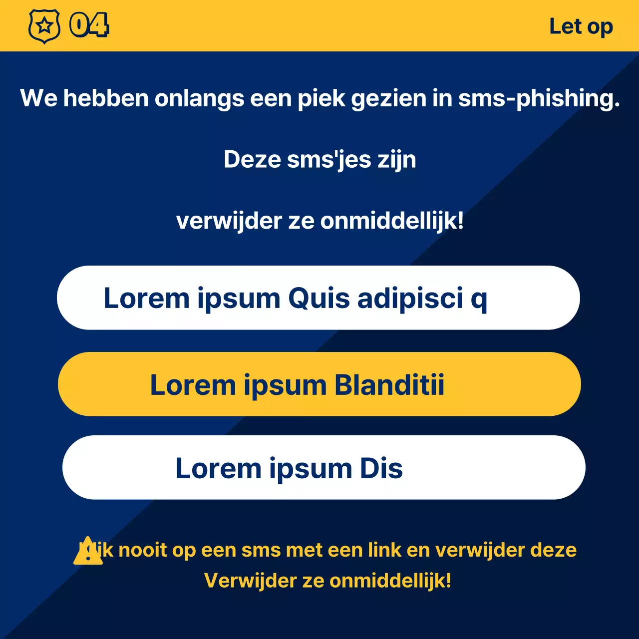 Een eenvoudige blauw met gele nieuwsbrief van het politiebureau