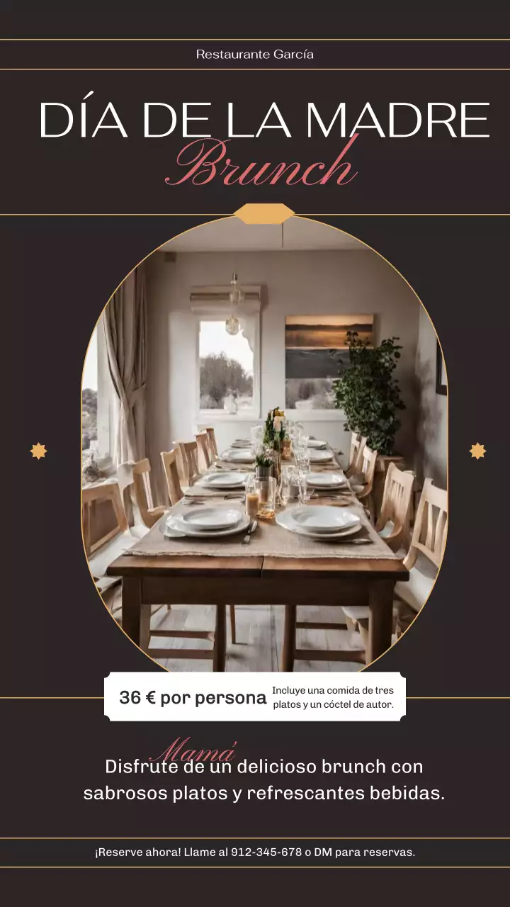 Clásico negro Elegante Día de la Madre Brunch Bash Publicidad