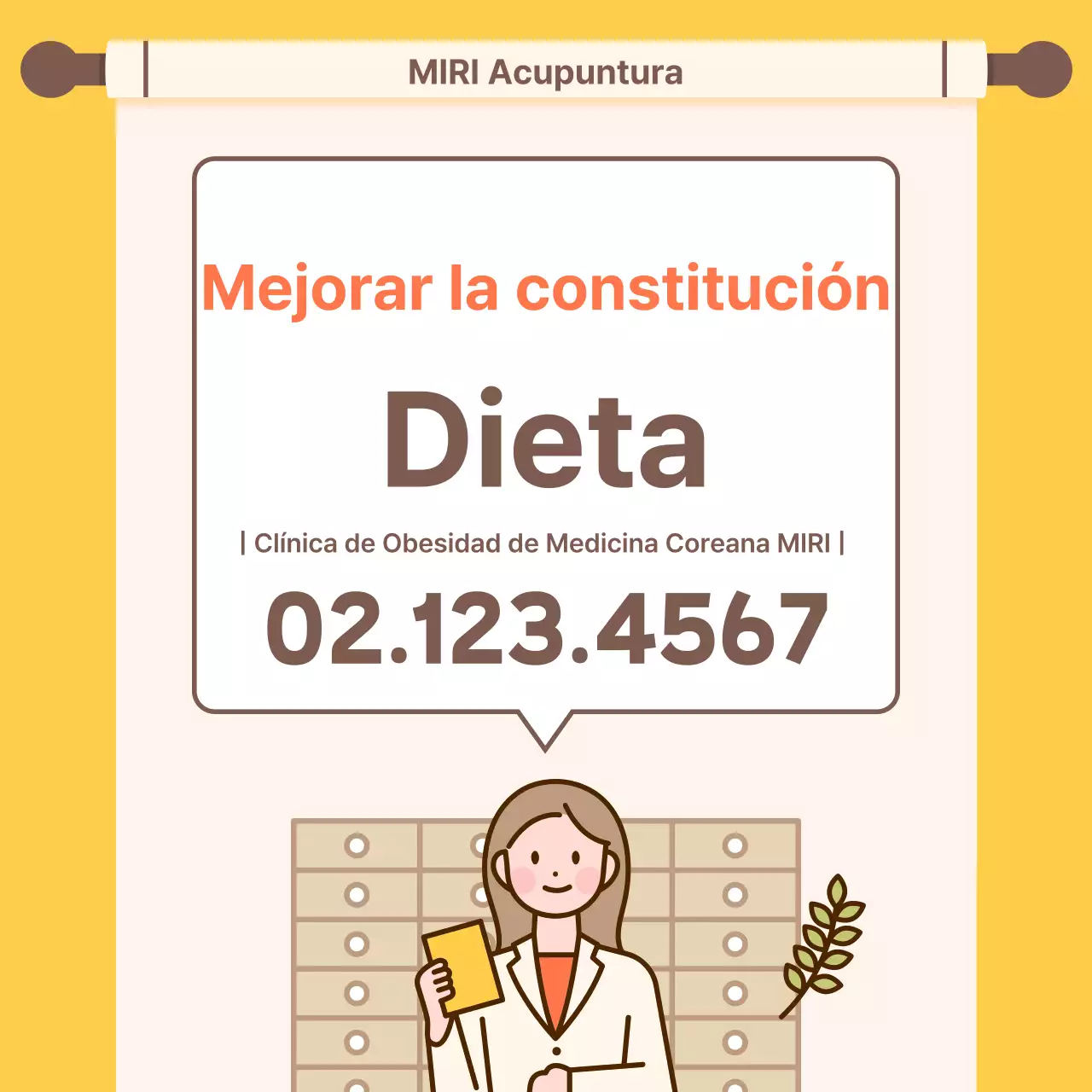 Kitschy naranja y amarillo dieta promoción clínica de medicina china