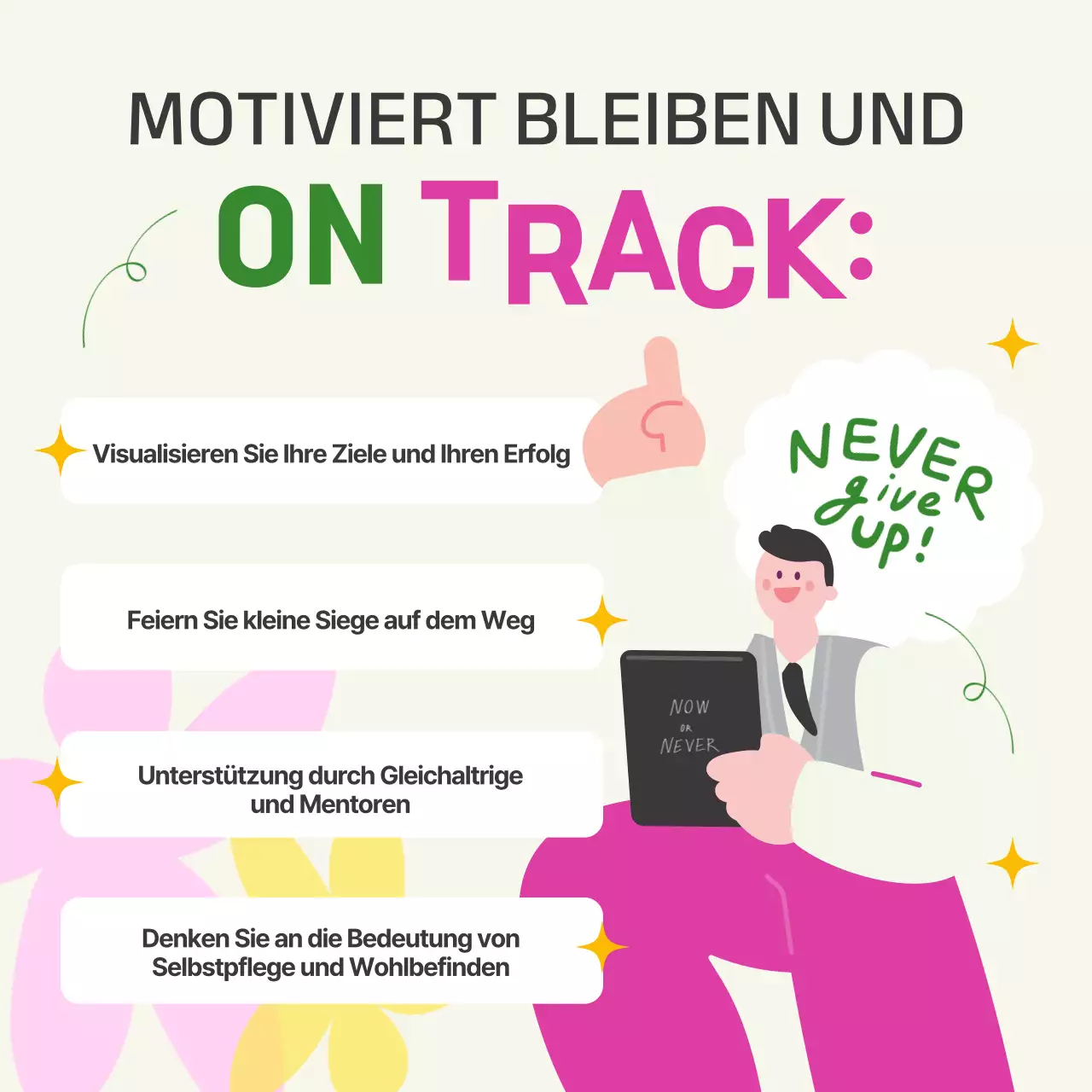 Ein Studentenführer für einen modernen Spring Break in Grün und Gelb