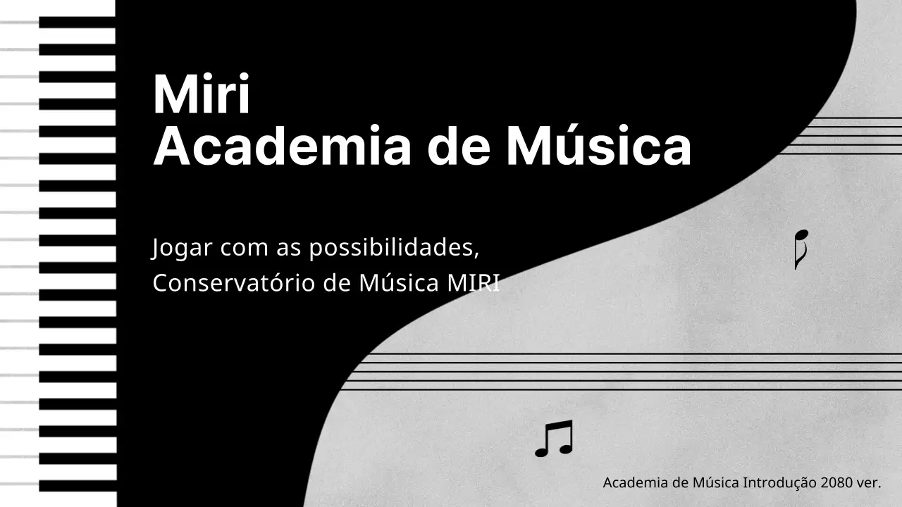 Prospeto de escola de música moderna a preto e branco