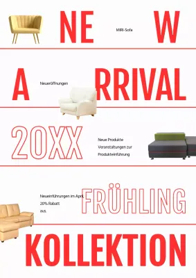 Werben Sie für neue Produkteinführungen mit einem einfachen rot-weißen Farbschema