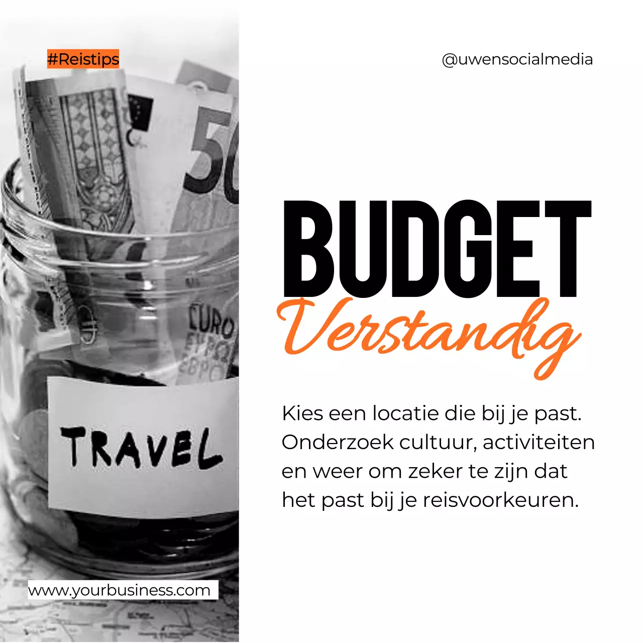 Zwart Wit Oranje Vet Reisplanning Tips Instagram Carrousel