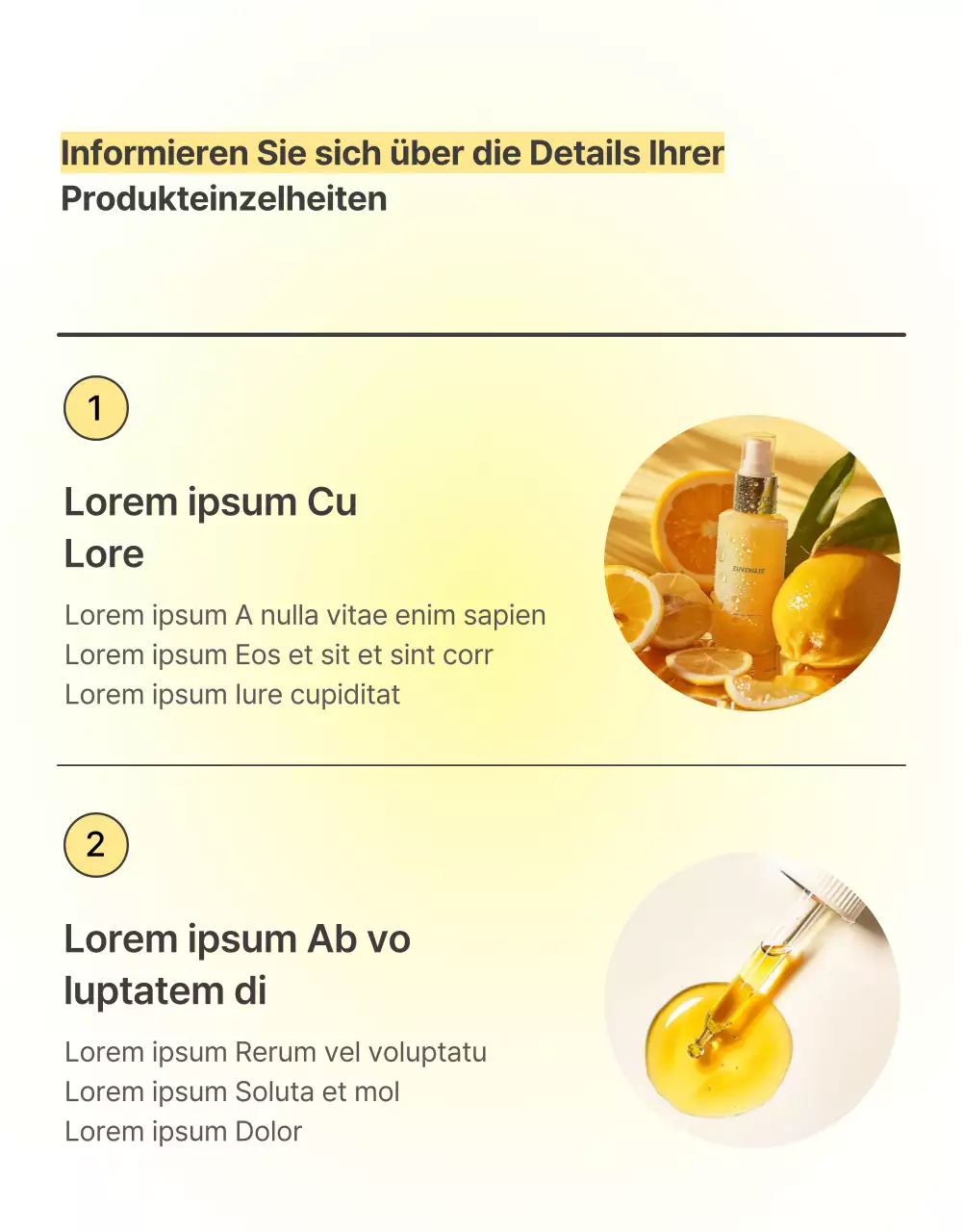 Einfache Hautpflegeprodukte in Gelb und Orange beschreiben und erläutern