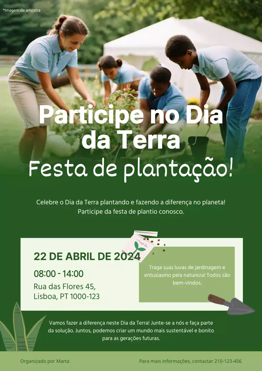Publicidade da celebração do Dia da Terra em verde e branco moderno