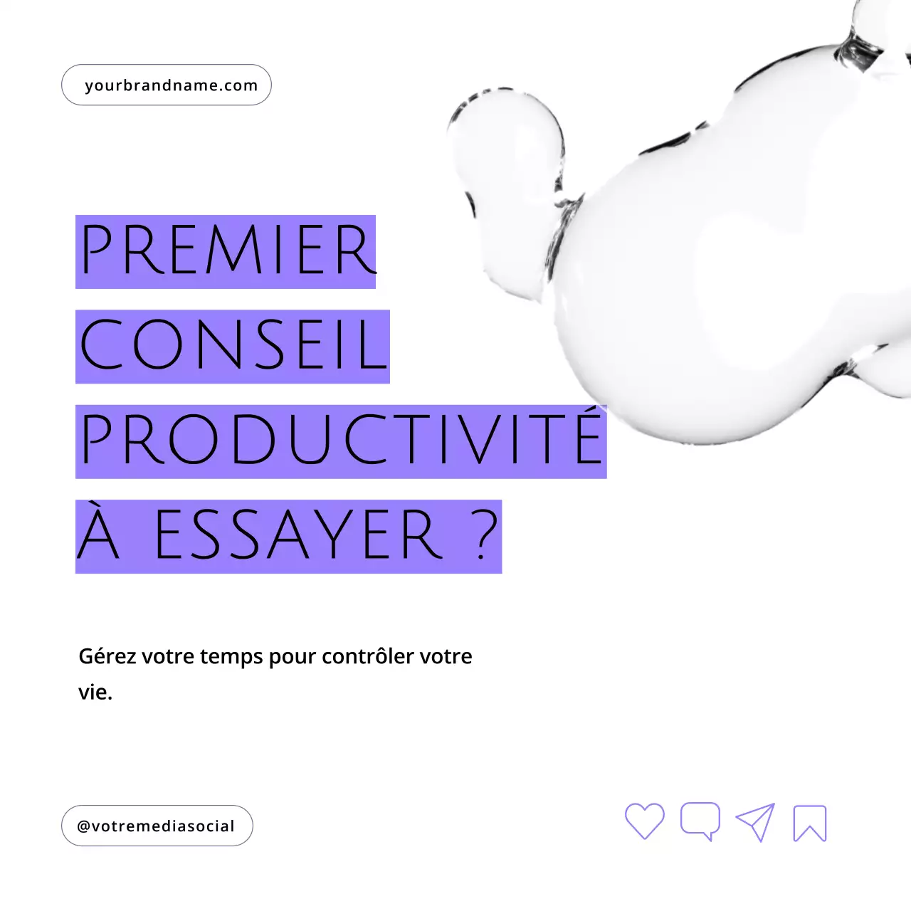 Guide de productivité et de flux de travail moderne en violet et blanc