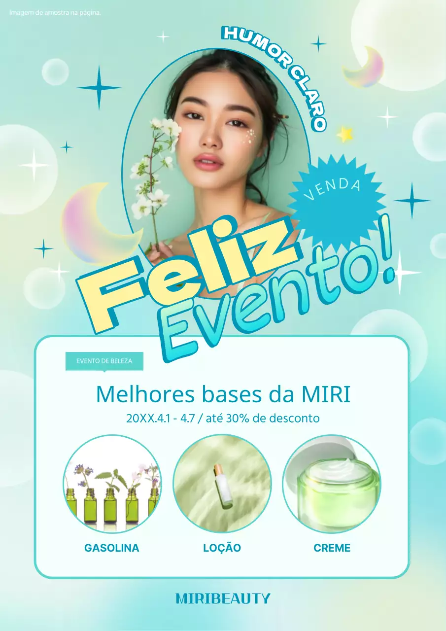 Folheto promocional de cosmética e beleza colorido em lótus e menta