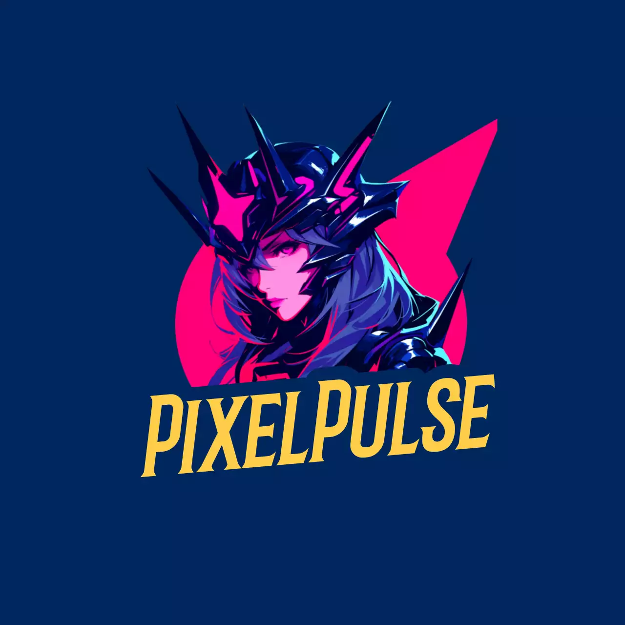 Índigo e púrpura Cyberpunk Knight pixelpulse logótipo Título principal
