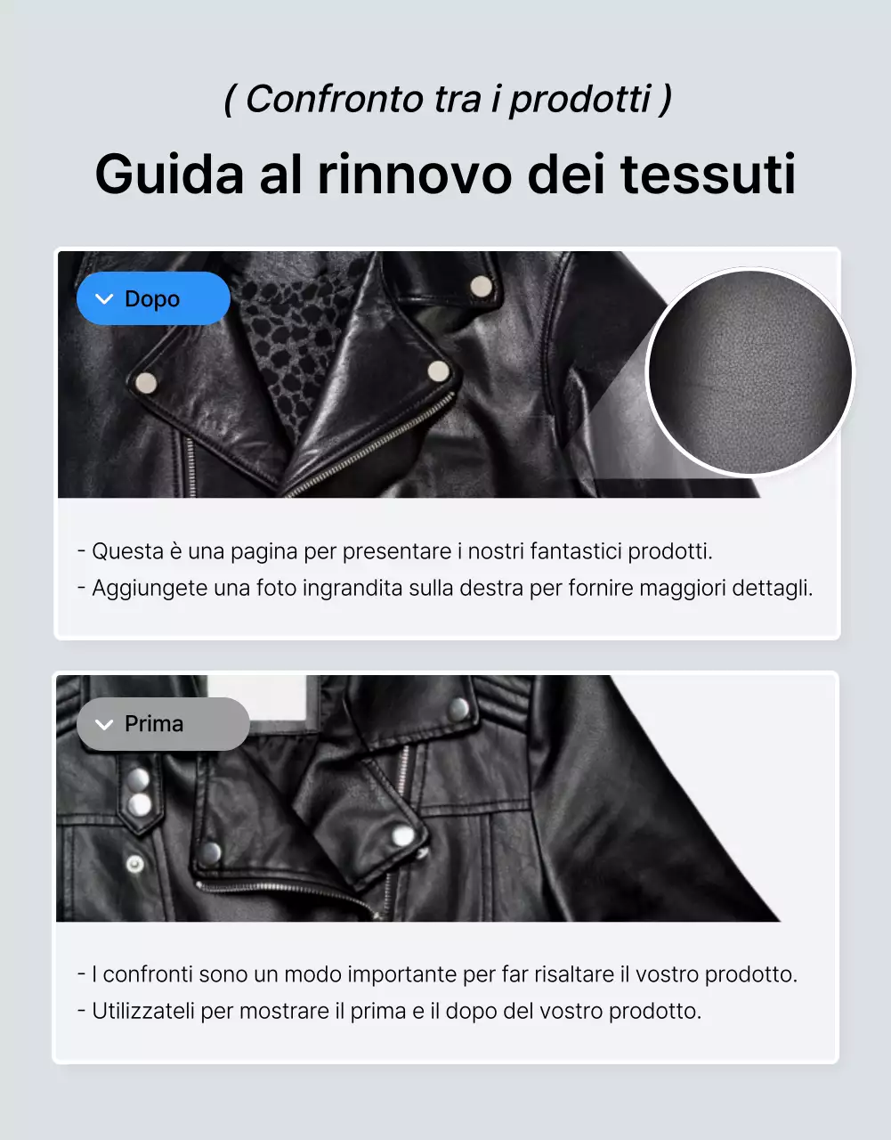 Promuovere la pagina di dettaglio della moda blu e bianca di tendenza punto di controllo