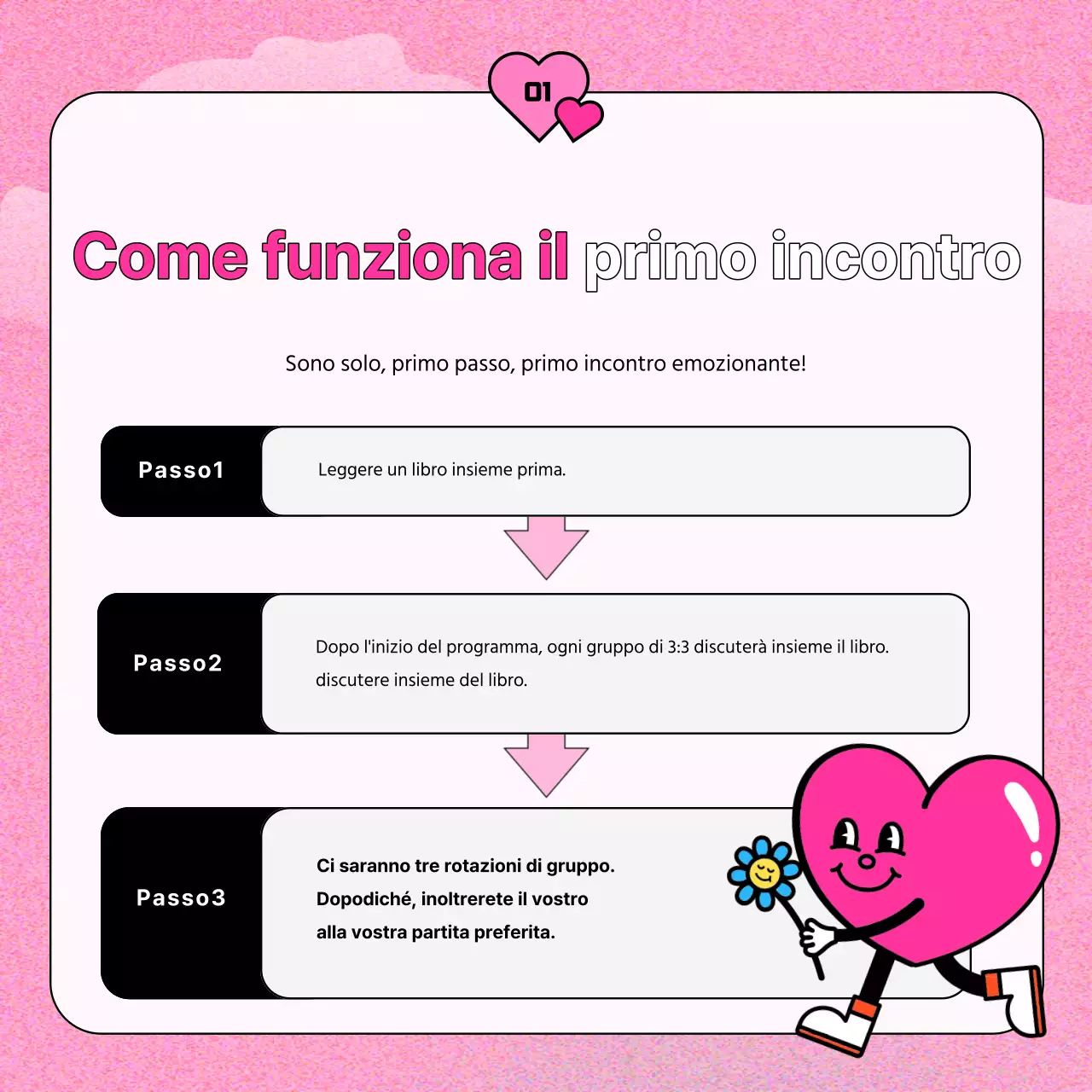 Promuovere un appuntamento municipale kitsch in rosa e menta.