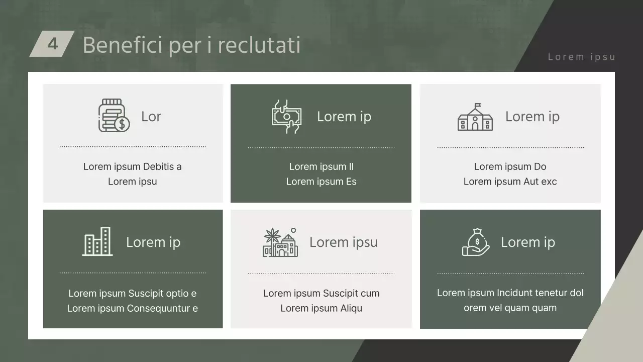 Una presentazione semplice e color kaki per il briefing del sottufficiale.