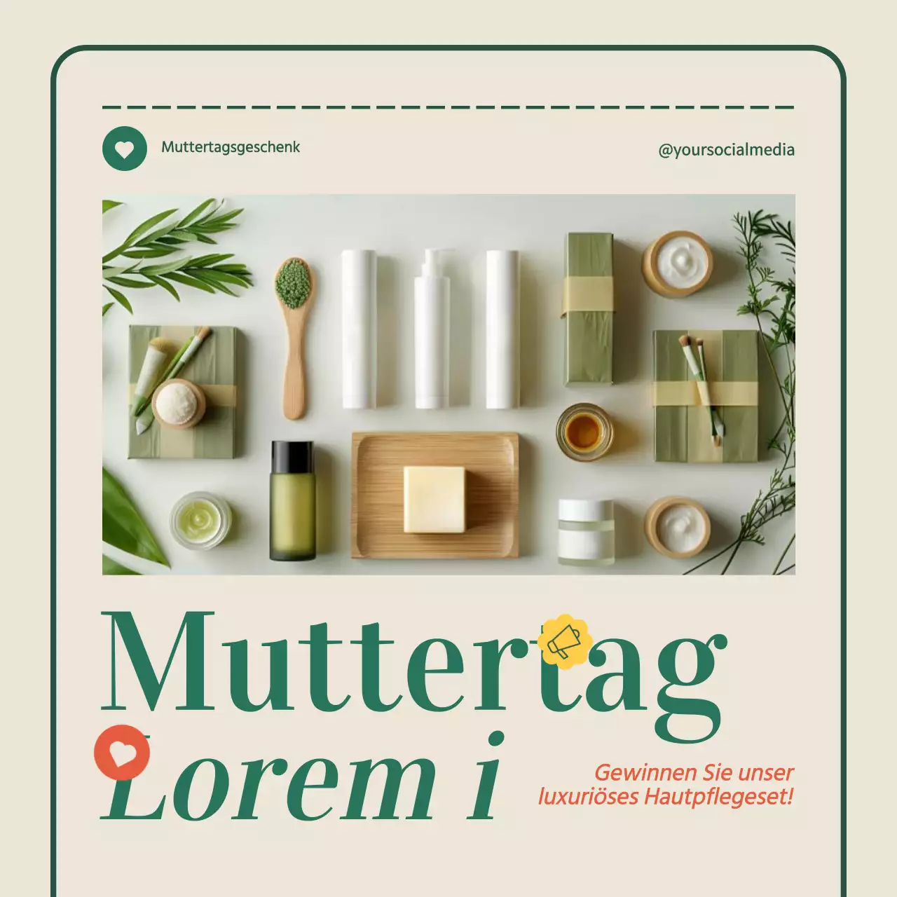 Green Beige Simple Modern Muttertagsgeschenk Ankündigung Instagram Karussell