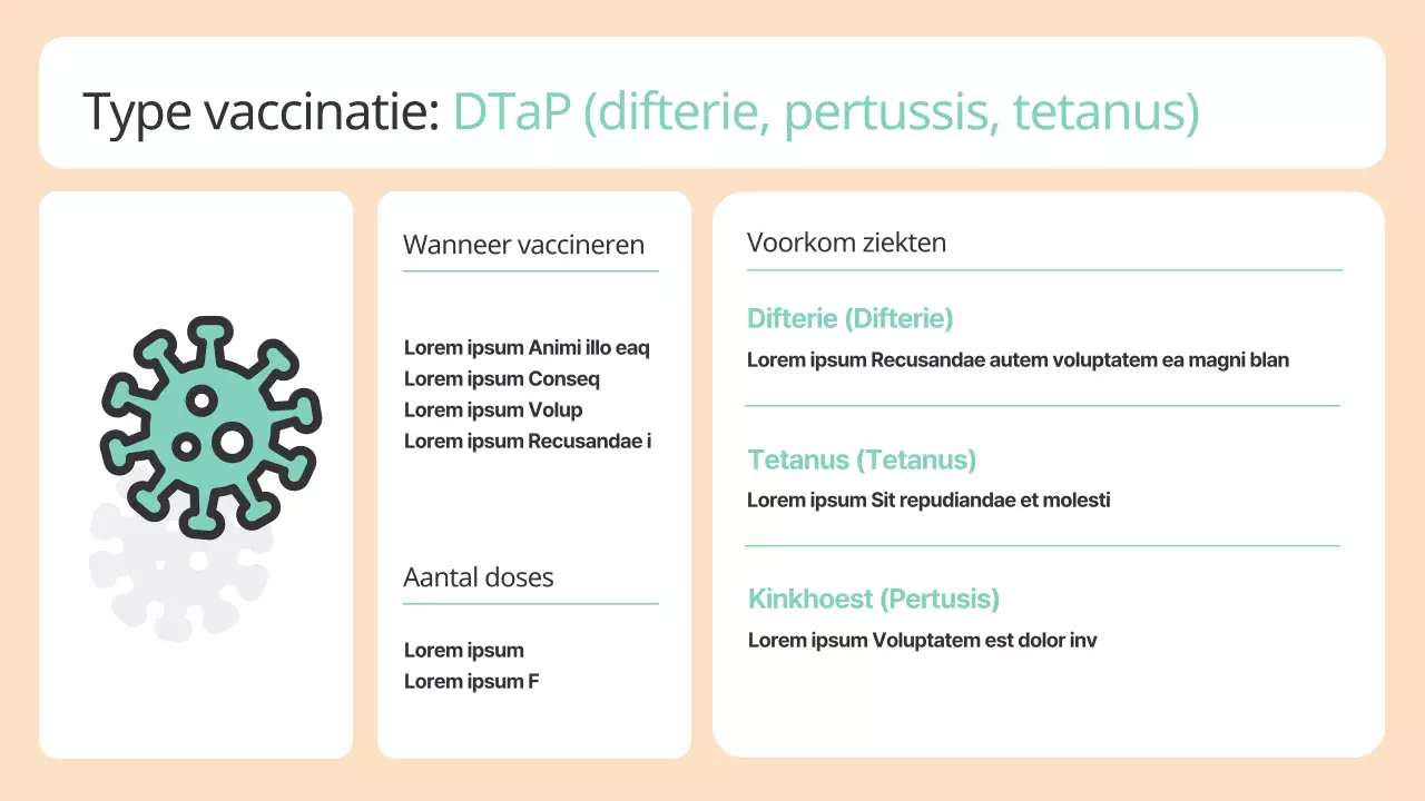 Een schattige beige en mintkleurige gids voor vaccinaties
