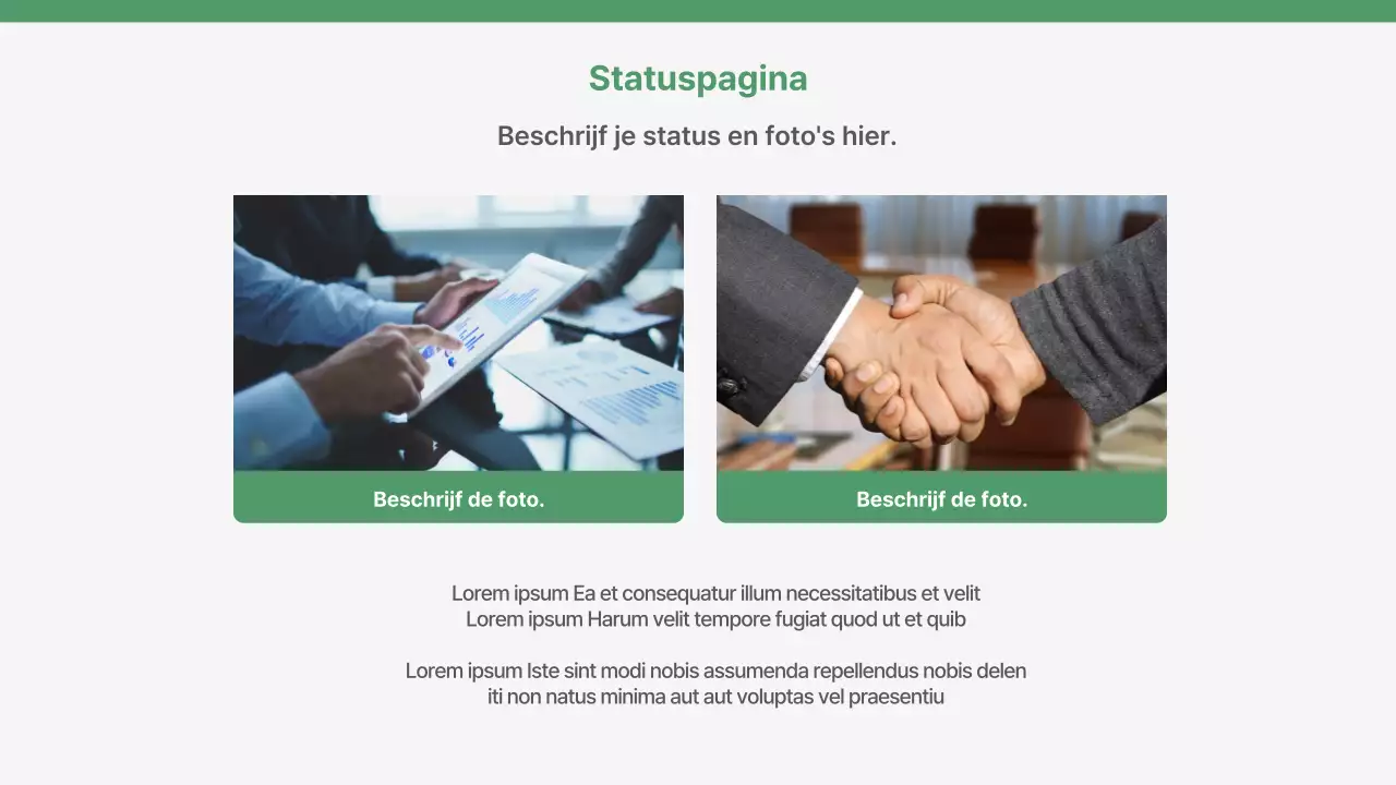 Een eenvoudig bedrijfsplan en evaluatierapport in groen