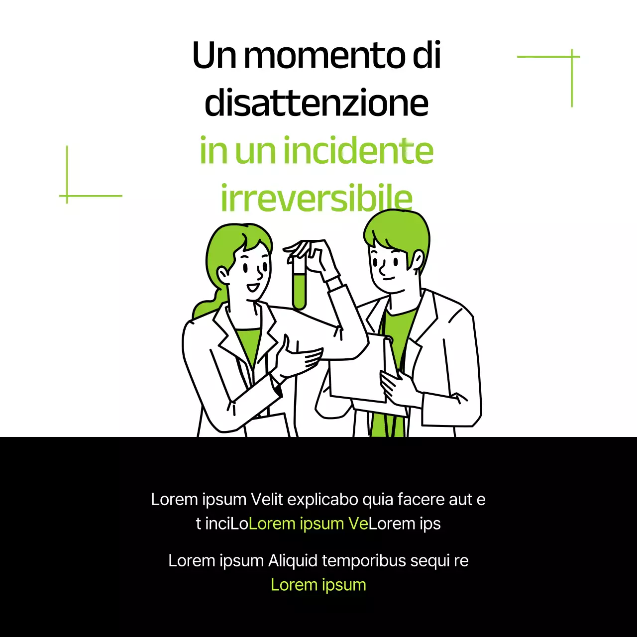 Materiali di formazione sulla sicurezza in laboratorio moderni e di colore verde lime