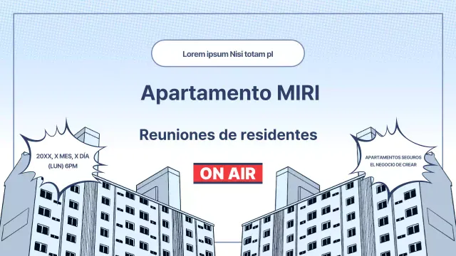 Información sobre la comunidad de vecinos en azul claro y rojo