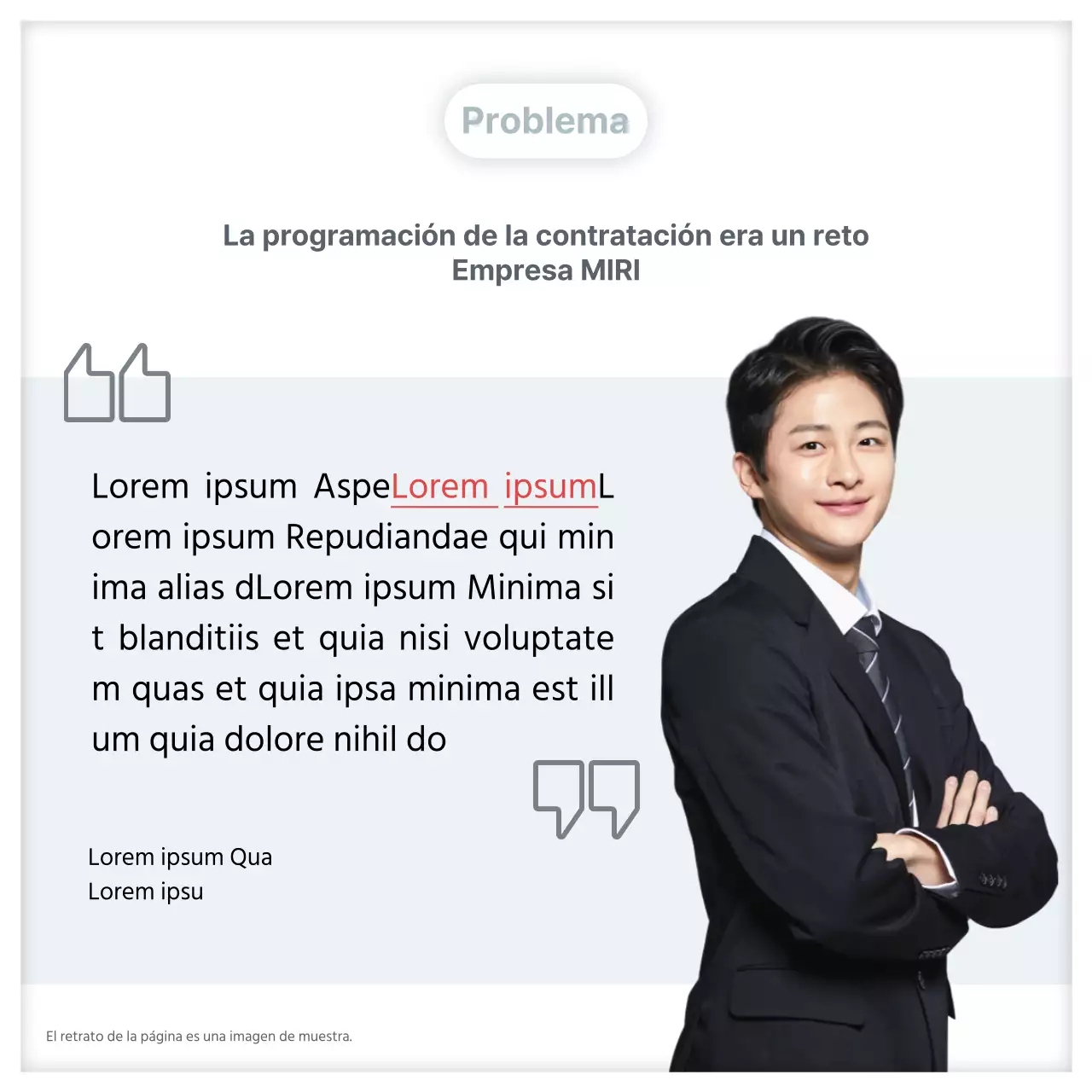 Una sencilla cartilla de contenidos de casos prácticos en rojo y gris