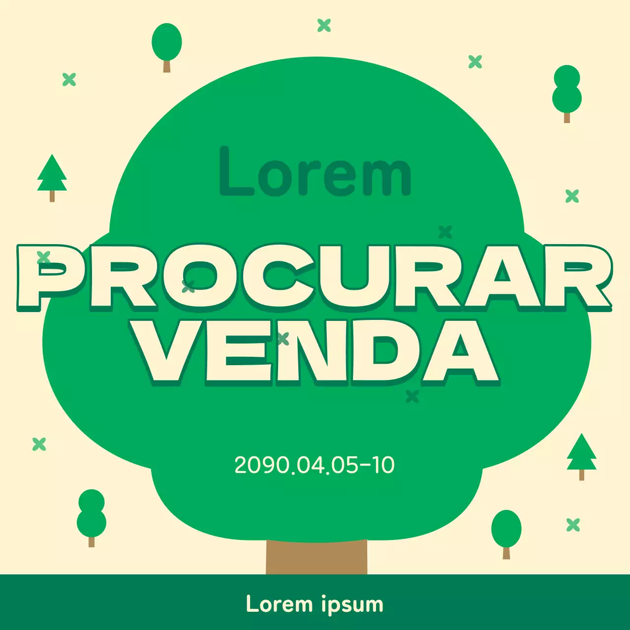 Promova o seu evento do Dia da Árvore com arte pop verde e castanha