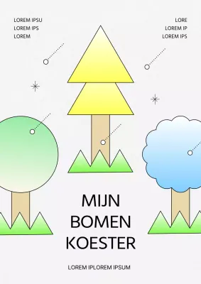 Geometrische boom groeiende essay cover in geel en groen