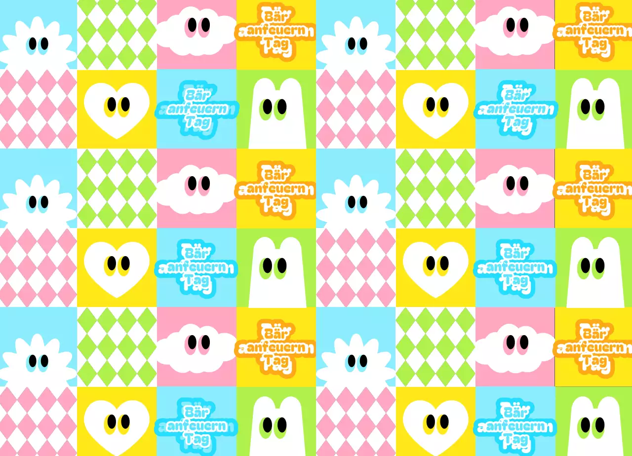 Gemusterte Waren mit niedlichen Illustrationen in Pastellfarben