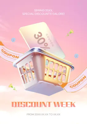 Pink Trendy Discount Promotion Poster