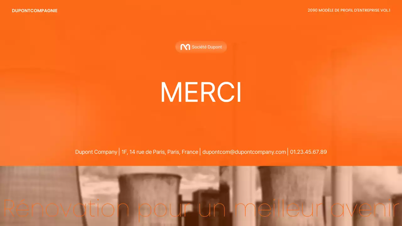 Papier à en-tête moderne, orange et blanc, d'une entreprise de produits chimiques industriels lourds