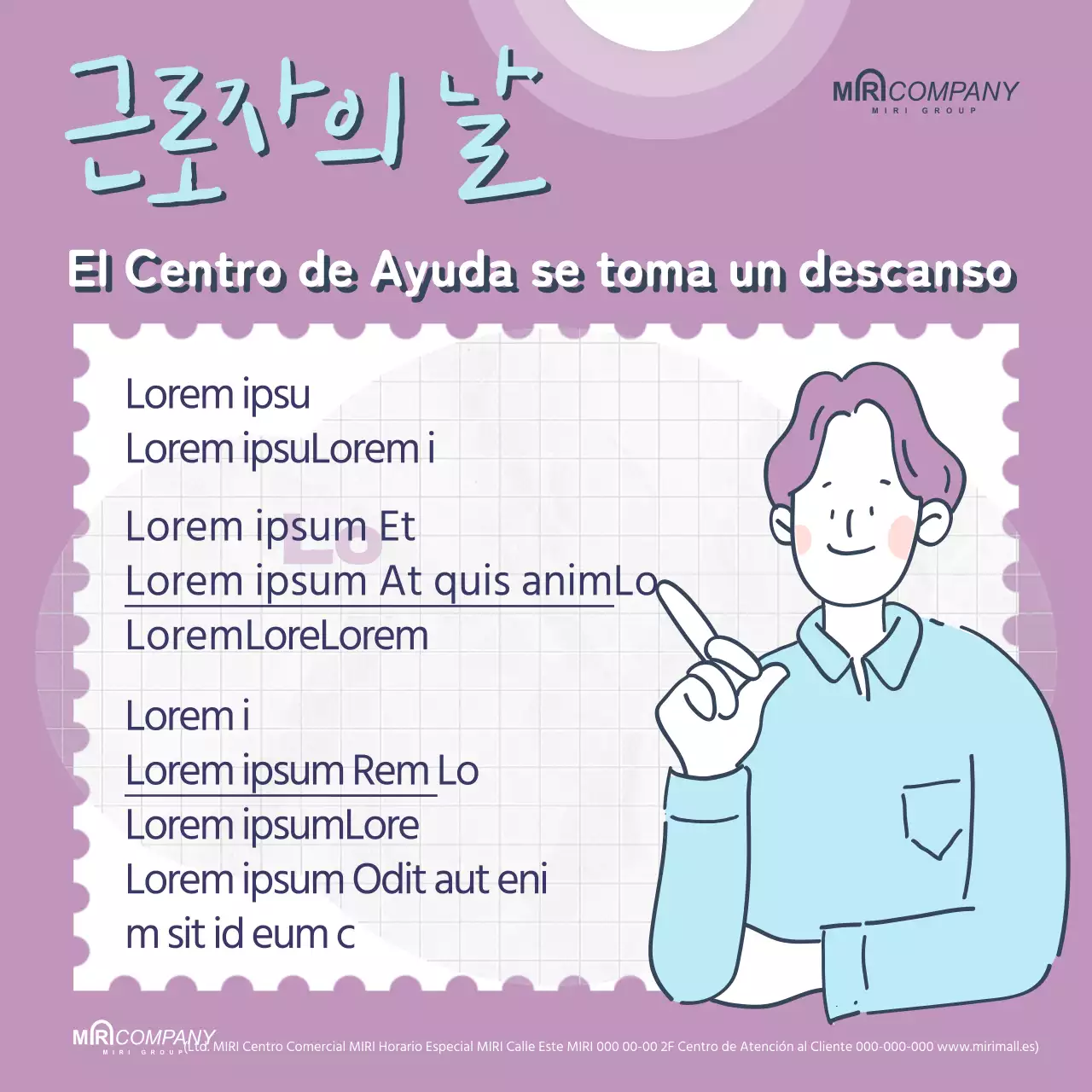 Un simple aviso morado de cierre por el Día del Trabajo